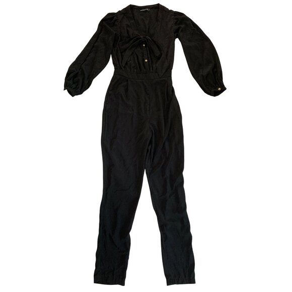Atmosphere Black Jumpsuit Size 2 US XS Polyester V-Neck Long Sleeve RZ10400 - Picture 5 of 14